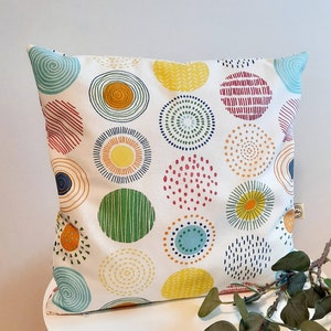Cushion cover many sizes cushion cover decorative cushion sofa cushion decorative cushion cotton canvas natural white colorful circles spring decoration Easter decoration home decoration türkis gelb pink