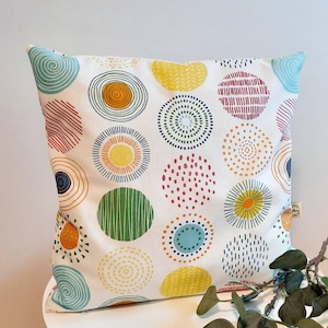 Cushion cover many sizes cushion cover decorative cushion sofa cushion decorative cushion cotton canvas natural white colorful circles spring decoration Easter decoration home decoration türkis gelb pink