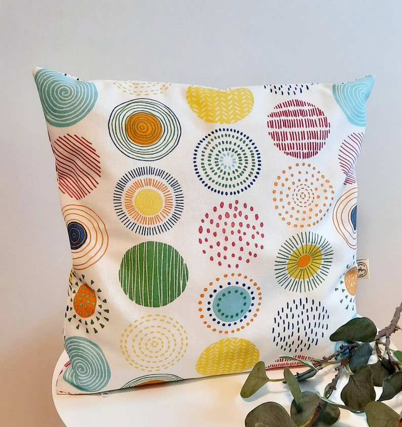 Cushion cover many sizes cushion cover decorative cushion sofa cushion decorative cushion cotton canvas natural white colorful circles spring decoration Easter decoration home decoration türkis gelb pink
