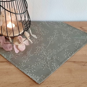 Tischdecke Tischläufer Platzdeckchen Tischset Wohndeko Tischdeko Balkondeko Osterdeko Baumwollcanvas leinenoptik dezente Zweige oliv