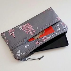 Handytasche Smartphone Tasche mit Münzfach Geldbeutel Handyhülle Pflastertasche Brillentasche grau rosa SOFORTVERSAND