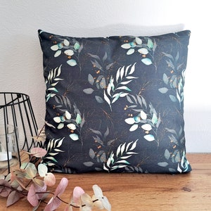 Cushion cover many sizes cushion cover decorative cushion sofa cushion home decoration autumn decoration cotton canvas eucalyptus leaf branches anthracite