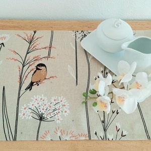 Placemat tafelkleed tafelloper tafeldecoratie woondecoratie eetkamer housewarming cadeau cadeau vrouw katoenen canvas linnen look bloemen vogels