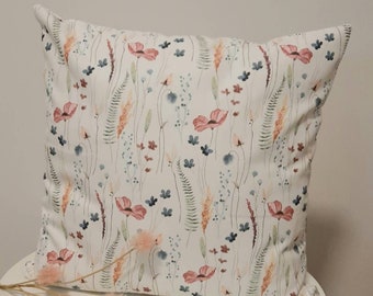 Housse de coussin dans de nombreuses tailles, housse de coussin, coussin décoratif, coussin de canapé, décoration de la maison, décoration d'été, décoration de balcon, toile de coton, fleurs sauvages