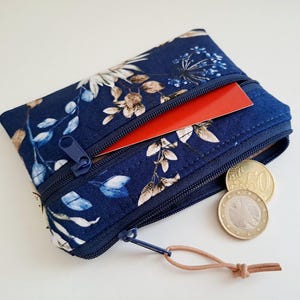 Geldbeutel kleine Geldbörse Damen Portemonnaie Schlüsseltasche Pflastertasche Geburtstagsgeschenk Frau ANFERTIGUNG Blätterzweige Disteln
