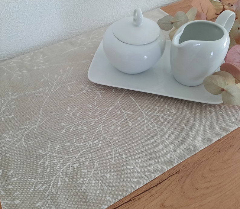 Tischdecke Tischläufer Platzdeckchen Tischset Wohndeko Tischdeko Balkondeko Osterdeko Baumwollcanvas leinenoptik dezente Zweige Bild 2