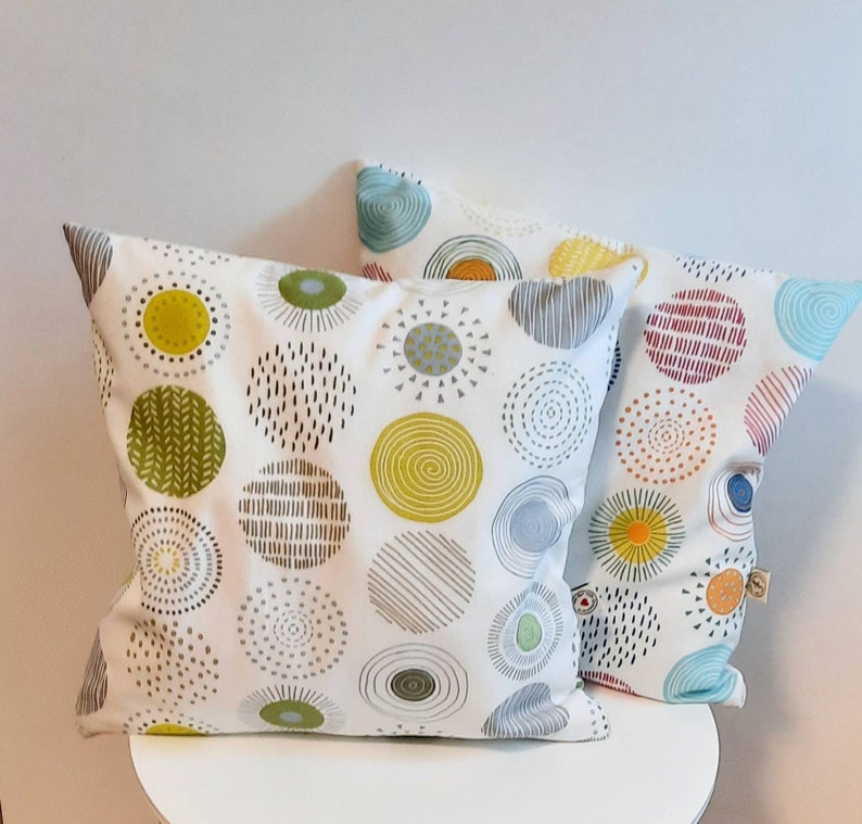 Cushion cover many sizes cushion cover decorative cushion sofa cushion decorative cushion cotton canvas natural white colorful circles spring decoration Easter decoration home decoration image 2