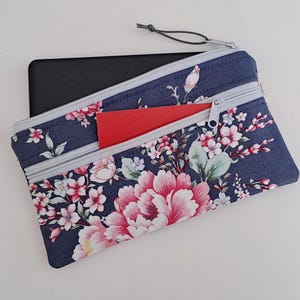 Geldbörse Handytasche mit Münzfach Smartphonetasche Handyhülle Geldbeutel Damen Portemonnaie Geschenk Frau rauchblau rosa pink SOFORTVERSAND