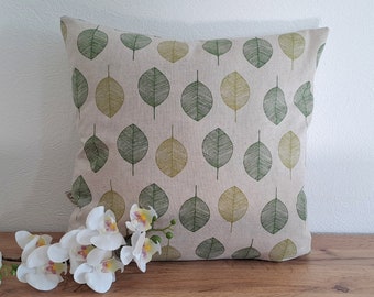 Cushion cover 40 x 40 cm cushion cover decorative cushion sofa cushion decorative cushion spring decoration Easter decoration cotton canvas linen look beige green leaves