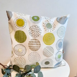 Cushion cover many sizes cushion cover decorative cushion sofa cushion decorative cushion cotton canvas natural white colorful circles spring decoration Easter decoration home decoration grün gelbgrün grau