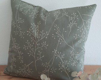 Kissenbezug viele Größen  Kissenhülle Dekokissen Zierkissen Sofakissen Wohndeko Balkondeko Baumwollcanvas dezente Zweige olive beige