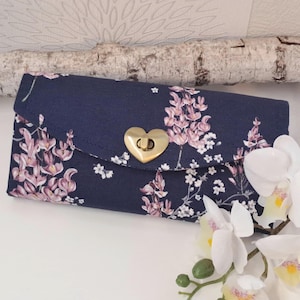 Damengeldbörse großes Portemonnaie Geldbeutel Brieftasche Geldgeschenk Geschenk Frau Freundin ANFERTIGUNG Blütenzweige weiß rosa
