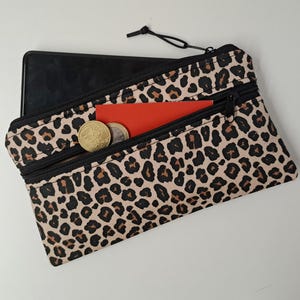 Handytasche Smartphone Tasche mit Münzfach Geldbörse Handyhülle Pflastertasche Brillentasche Geschenk Frau Leo beige SOFORTVERSAND