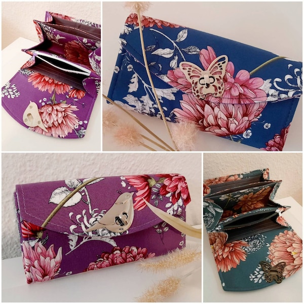 Wallet purse chrysanthemum floral color choice purse large purse wallet money gift MANUFACTURE