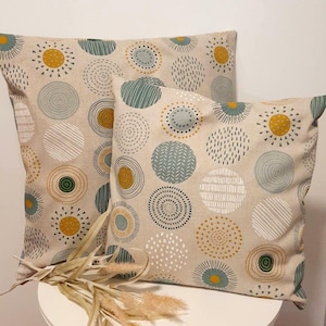 Cushion cover many sizes cushion cover decorative cushion sofa cushion decorative cushion home decoration housewarming gift cotton canvas linen look circles mint mustard