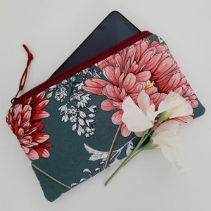 Monedero, bolso para móvil, bolso para smartphone con compartimento para monedas, cartera, cartera de mujer, bolso parche, bolso para gafas, PERSONALIZACIÓN floral