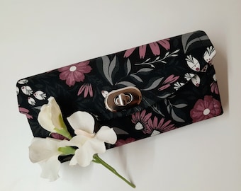Geldbörse Portemonnaie SOFORTVERSAND Geldbeutel Brieftasche große Geldbörse Geldgeschenk Blumen lila grau schwarz
