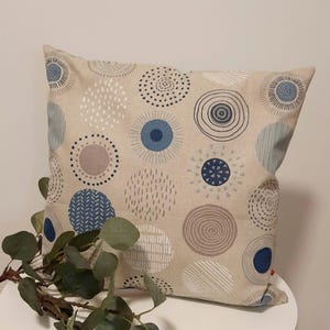 Kissenbezug viele Größen Kissenhülle Dekokissen Sofakissen Zierkissen Wohndeko Balkondeko Baumwollcanvas leinenoptik Kreise blau grau weiß