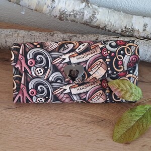 Cartera cartera mujer ENVÍO INMEDIATO cartera cartera grande regalo dinero regalo mujer utensilios costura burdeos beige