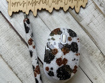 Matching Mouse & Pen Set - cowprint