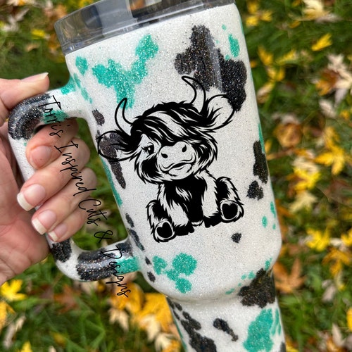 Teal Highland Cow Tumbler