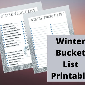 Winter Bucket List Printable | Instant Download | Christmas Bucket List | Holiday Bucket List