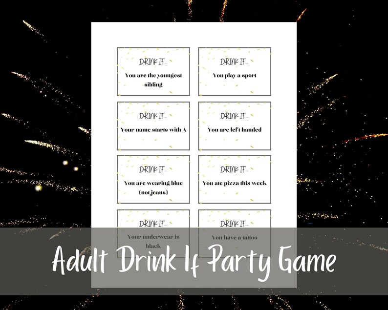 Adult Drink If Printable Party Game | New Year's Eve Party Game | Adult ...