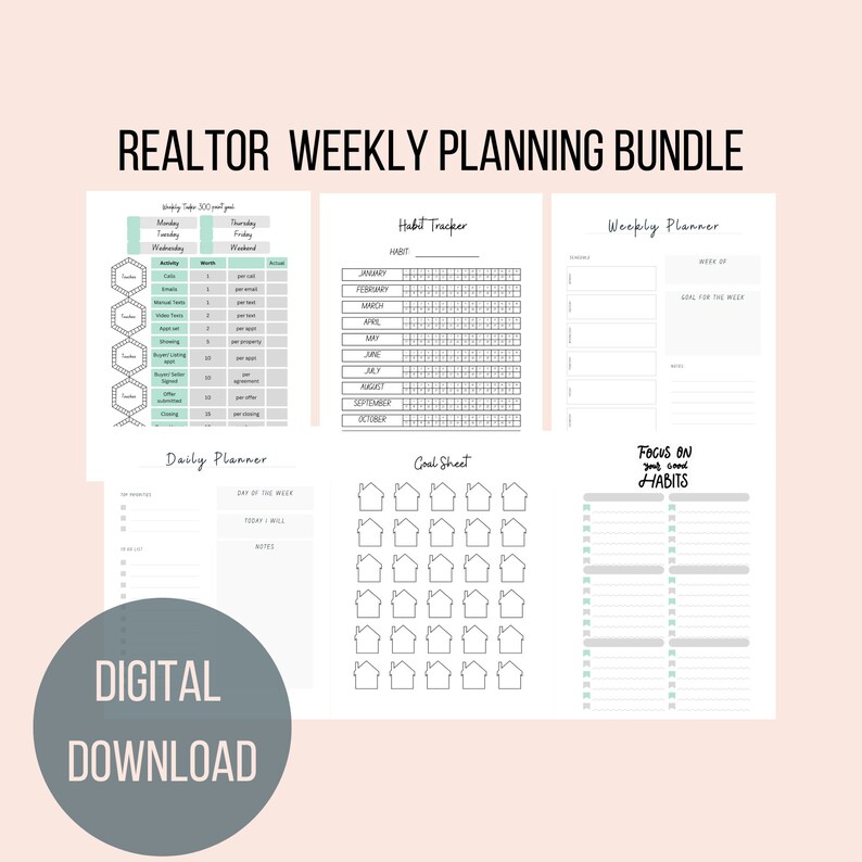 Realtor Daily Routine Realtor Activities Planner Bundle | Daily and Weekly Planner | Goal and ...