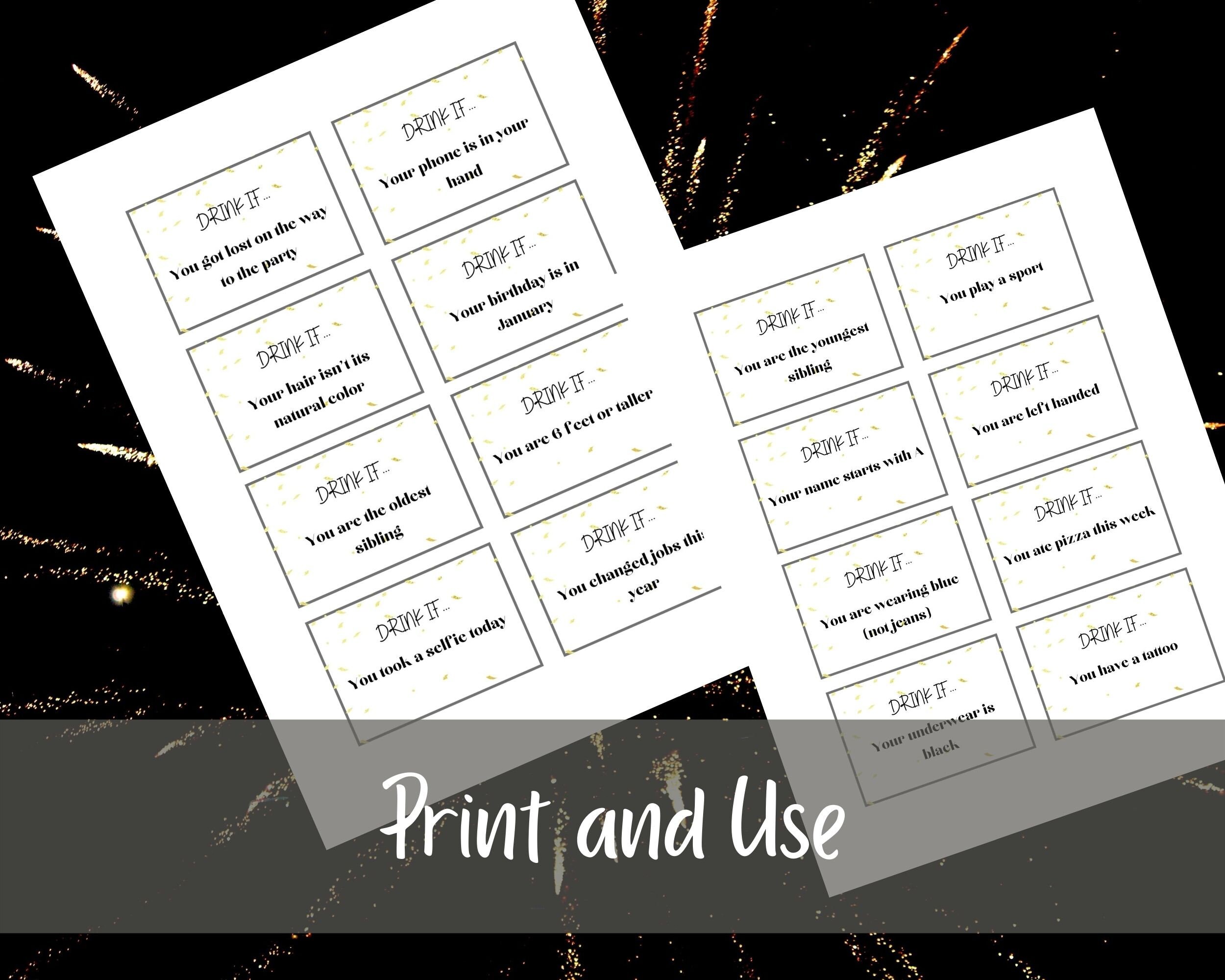 Adult Drink If Printable Party Game | New Year's Eve Party Game | Adult ...