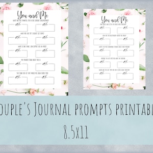 Couple&#39;s Journal Prompts Printable | Valentine&#39;s Day Conversation Cards | Relationship Building Journal Prompts