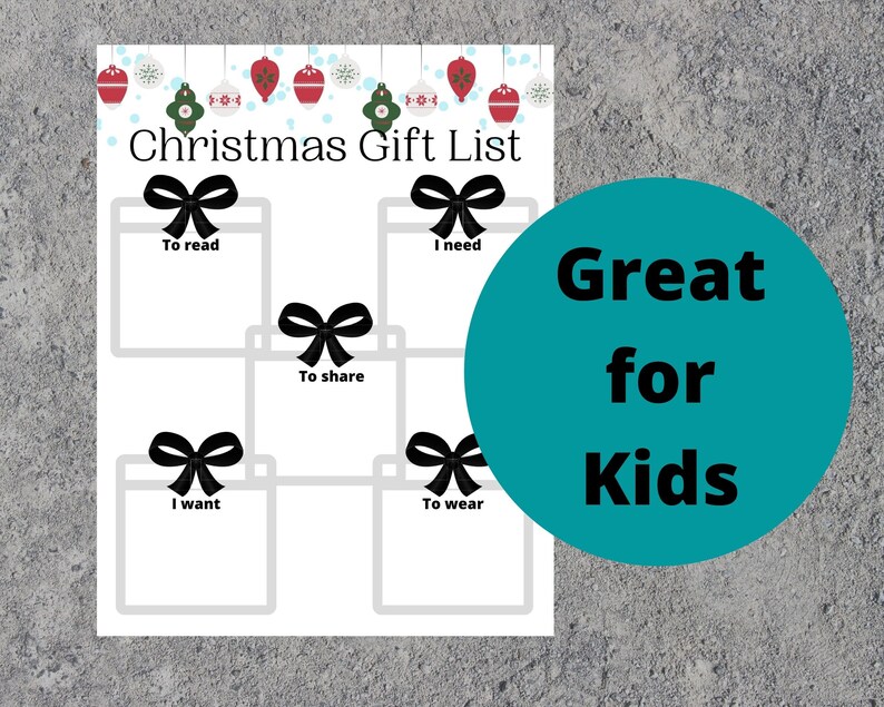 Printable Christmas Gift List for Kids Instant Download - Etsy
