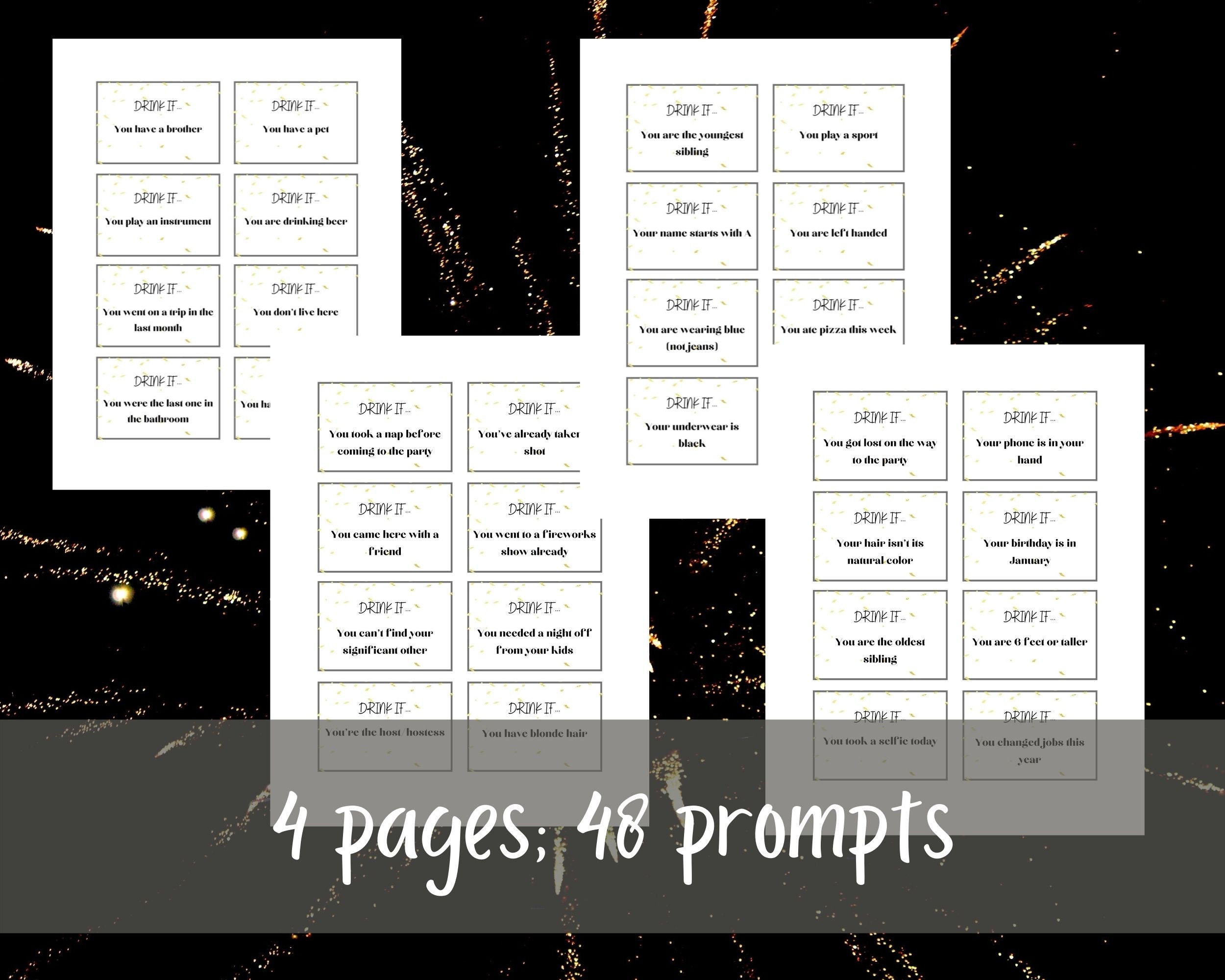 Adult Drink If Printable Party Game | New Year's Eve Party Game | Adult ...