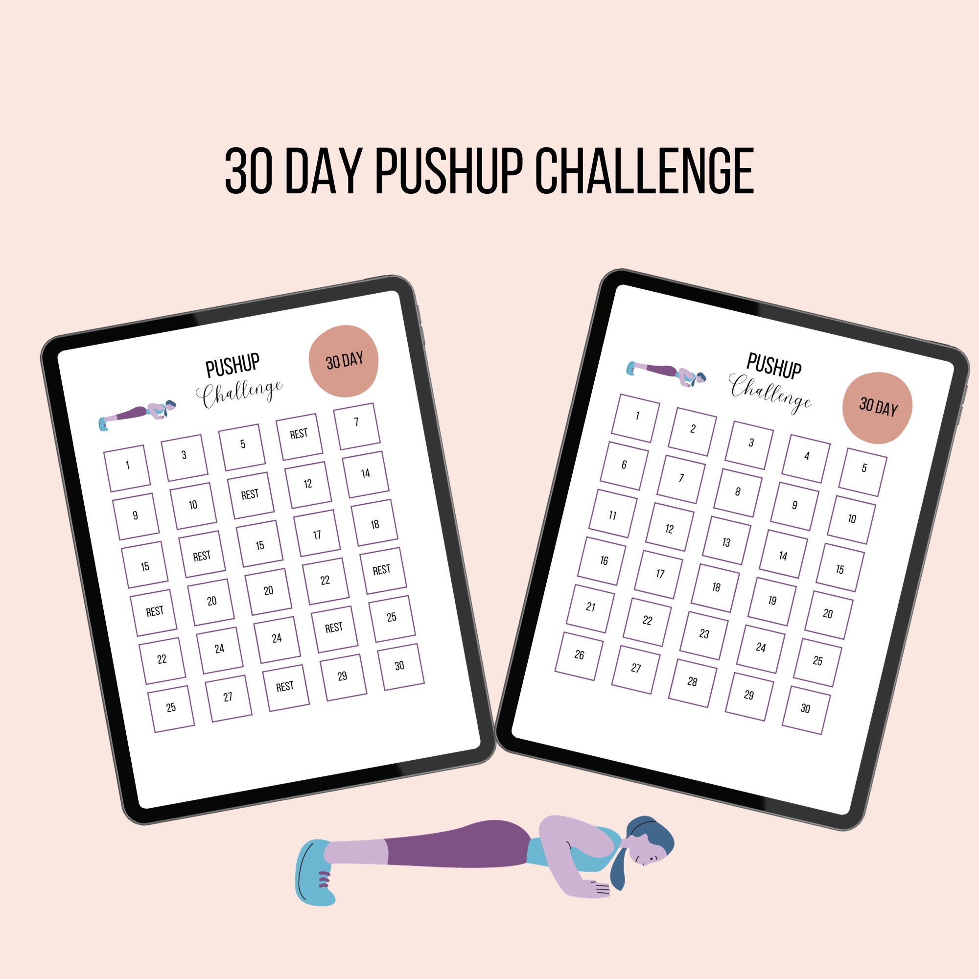 30 Day Pushup Challenge | Strength Workout | Printable Fitness ...