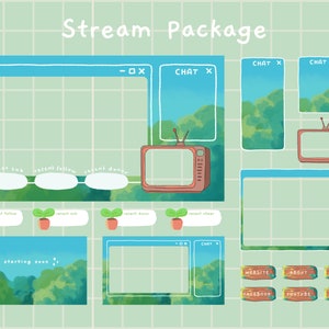 Animated Stream Overlay Pack | Hand Drawn Screens, Static Alerts Panels | OBS | Customizable | Retro Cottagecore Aesthetic | StudioCherii