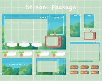 May include: A green and blue stream package overlay with a cartoon TV, chat boxes, and social media buttons. The text "Stream Package" is at the top of the image.