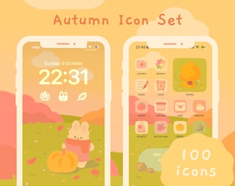 Cozy Autumn Hand Drawn iOS and Android App Icon Set | Home Screen Theme | Widget | GIF | Wallpapers | Fall | Orange | StudioCherii