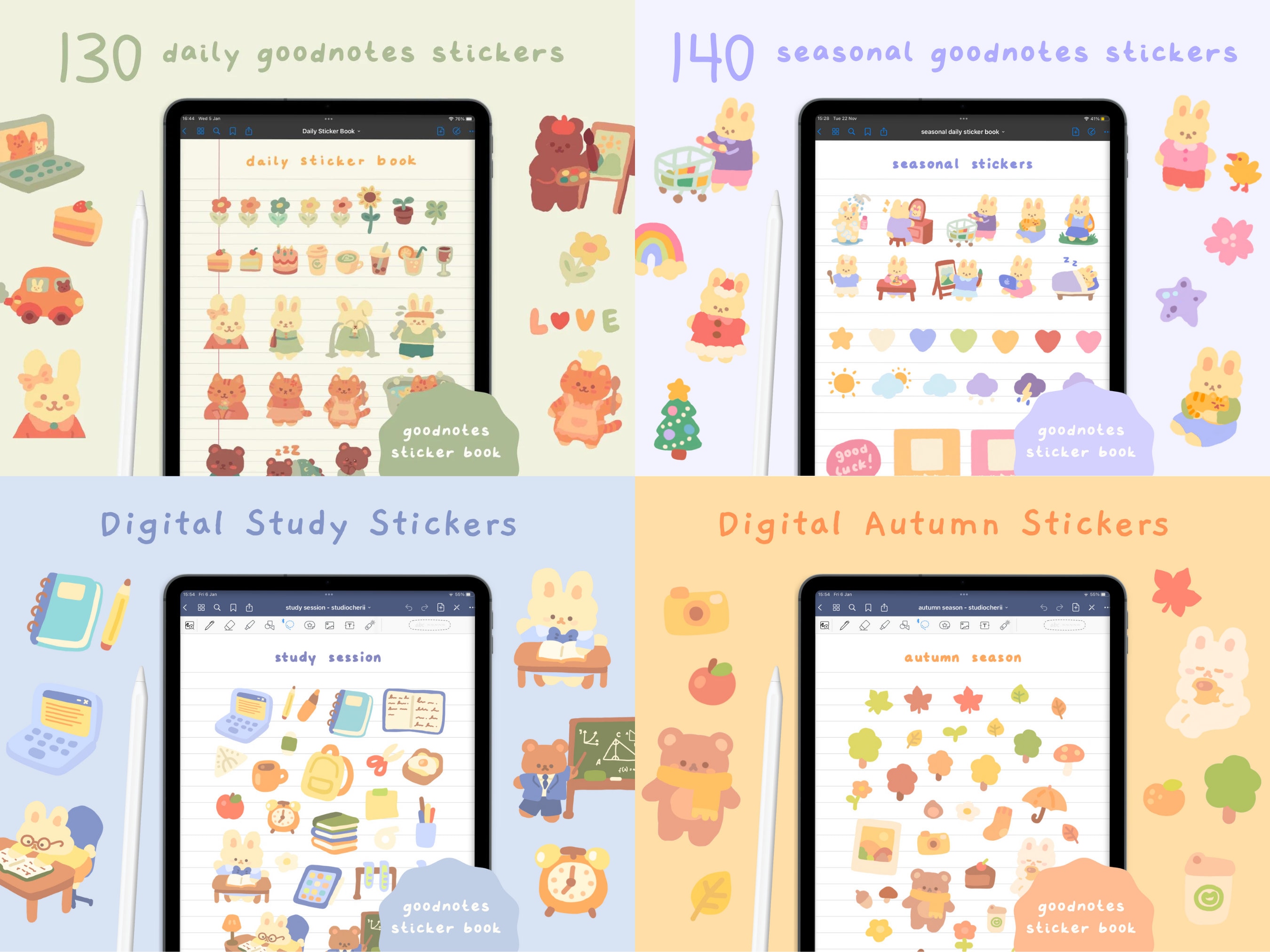 Cute Mega Digital Sticker Value Bundle With +700 Stickers | Goodnotes ...