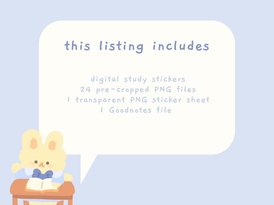 Study Sticker Transparent Cute Digital Study Stickers | for Digital Journaling & Planning ...