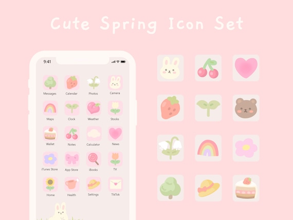 Kawaii Aesthetic iPhone Icon Set With Widgets and Wallpapers -  Ireland