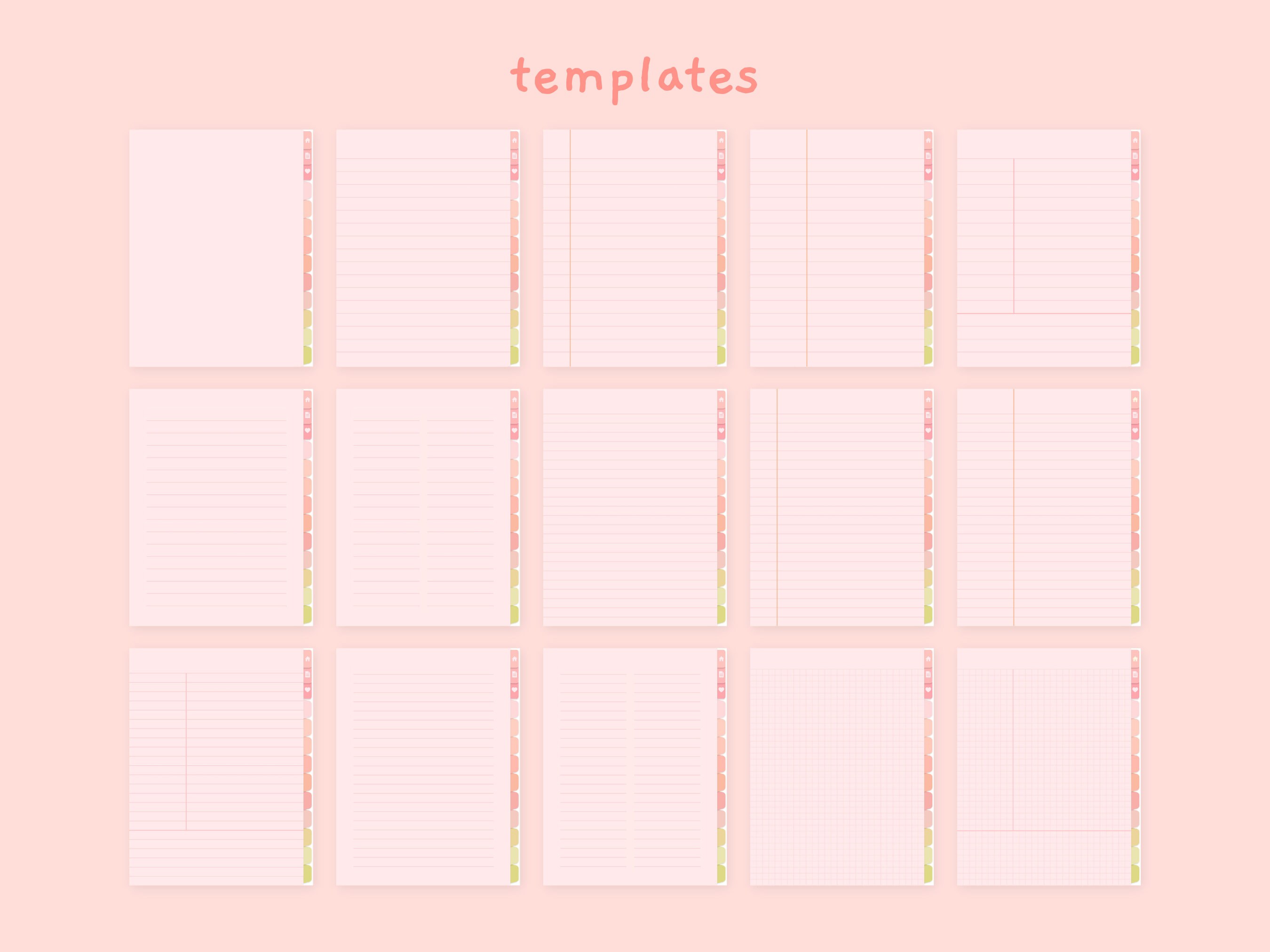 Cute Pink Digital Notebook | Hyperlinked Goodnotes5 Template | Study ...