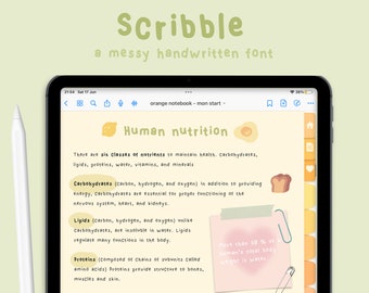 Handwritten Font &#39;Scribble&#39; for Digital Planning / Note-Taking | Messy Handwriting | Goodnotes / Notability Font | Studying | StudioCherii