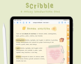 Handwritten Font 'Scribble' for Digital Planning / Note-Taking | Messy Handwriting | Goodnotes / Notability Font | Studying | StudioCherii