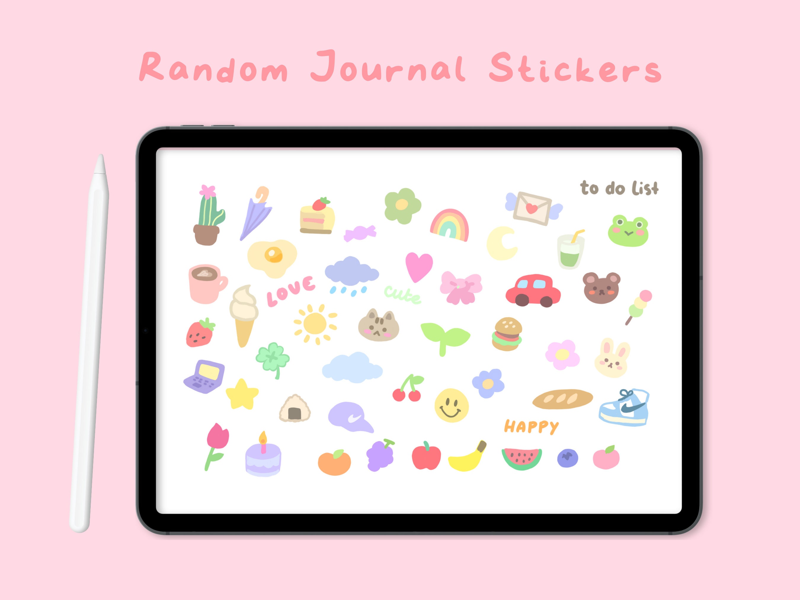 Cute Digital Journal Doodles Stickers | Printable Daily Stickers |  Goodnotes | Digital Journaling | Planner Stickers | StudioCherii