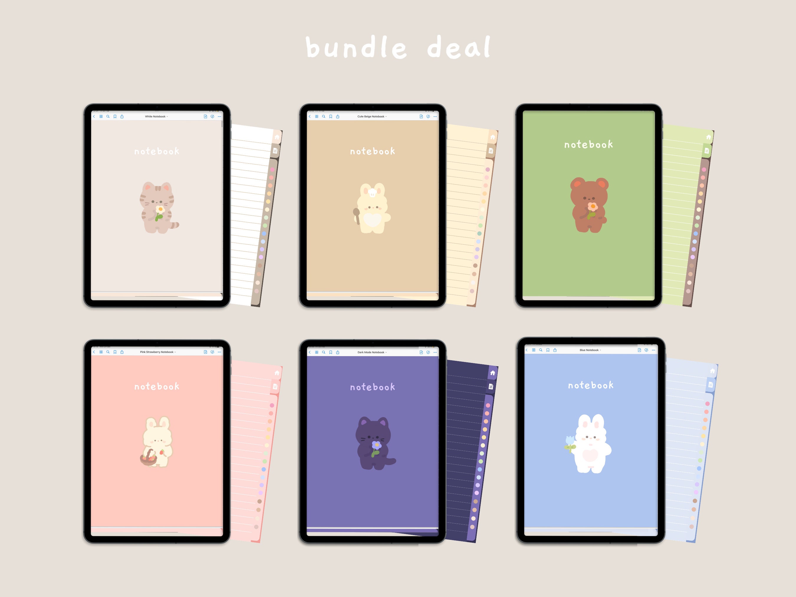 Cute Digital Notebook Value Bundle | Hyperlinked Goodnotes5 Notebook ...