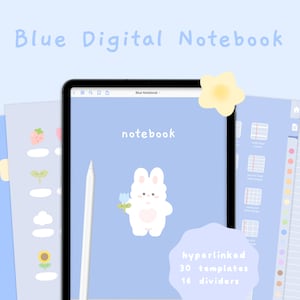 Quaderno digitale blu carino / Quaderno Goodnotes5 con collegamento ipertestuale / Modelli per prendere appunti / Kawaii / Coreano e giapponese / StudioCherii