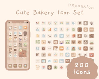 Neutral Icons -  Expansion Pack + Lifetime Updates | iOS & Android App Icons | Beige Brown Bakery Home Screen Set | Widgets | StudioCherii
