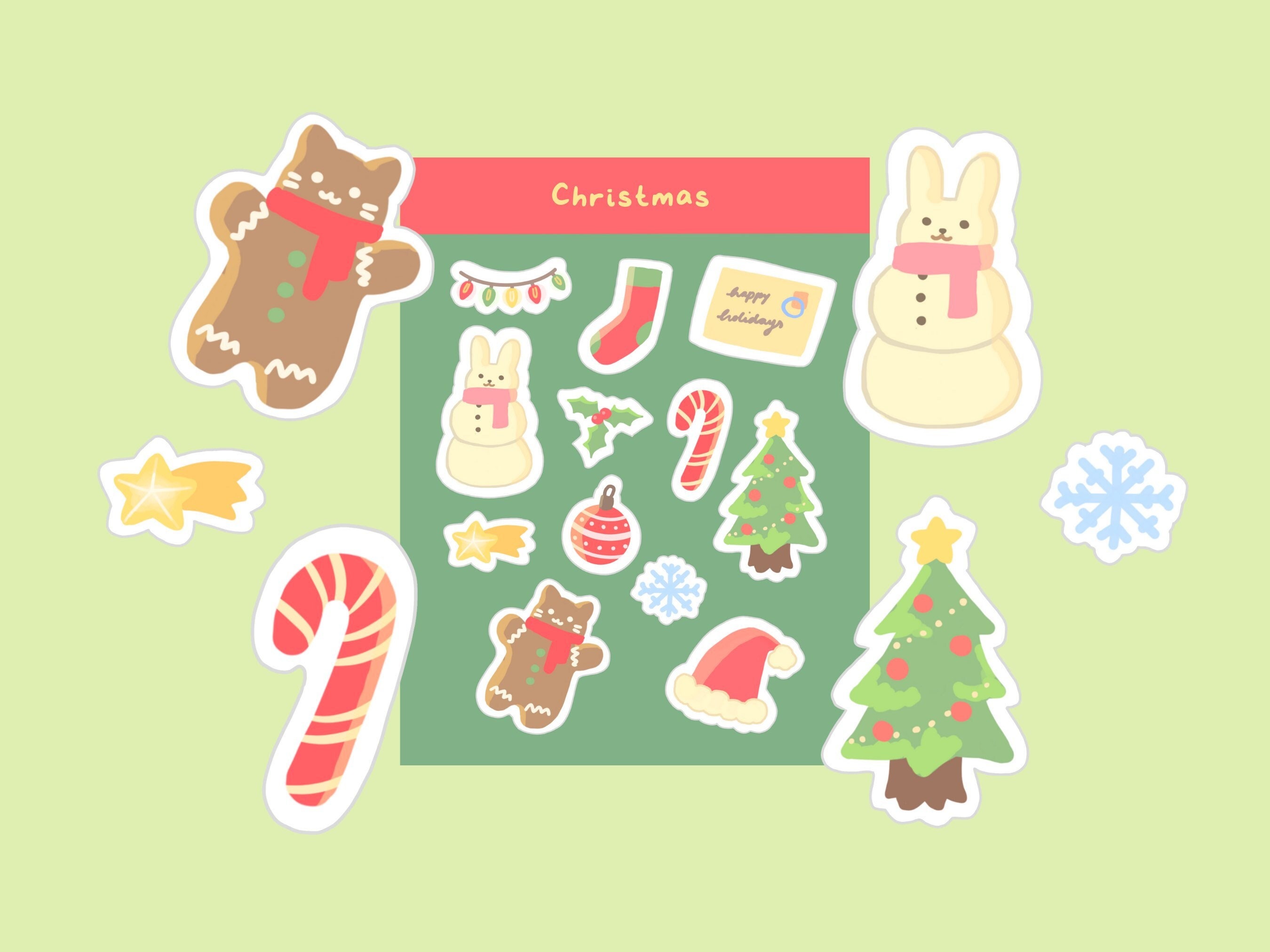 Cute Digital Christmas Stickers Printable Stickers - Etsy