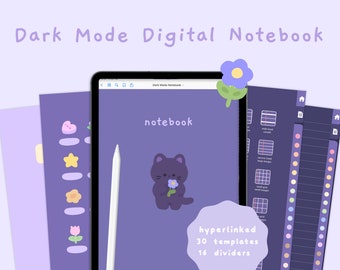 Cute Dark Mode Digital Notebook | Hyperlinked Goodnotes5 Notebook | Notetaking Templates | Kawaii | Korean & Japanese | StudioCherii