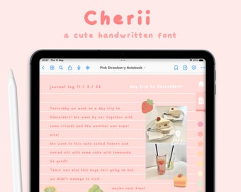 Cute Handwritten Font 'Cherii' for Digital Planning / Note-Taking | Cozy Handwriting | Goodnotes / Notability Font | Studying | StudioCherii