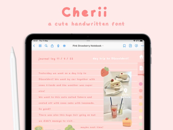 Cute Handwritten Font 'Cherii' for Digital Planning / Note-Taking | Cozy Handwriting | Goodnotes / Notability Font | Studying | StudioCherii